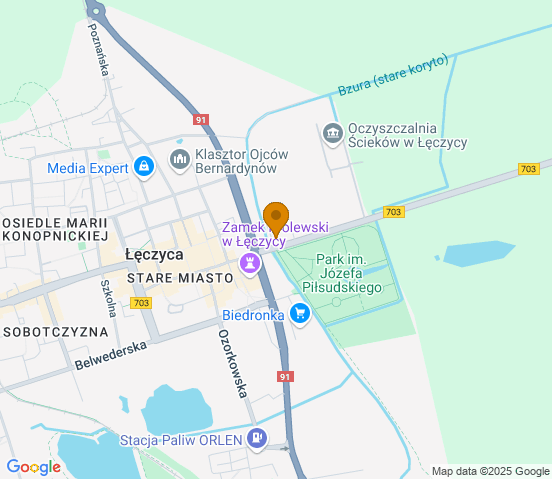 Mapa dojazdu do hurtowni motoryzacyjnej w miejscowości Łęczyca