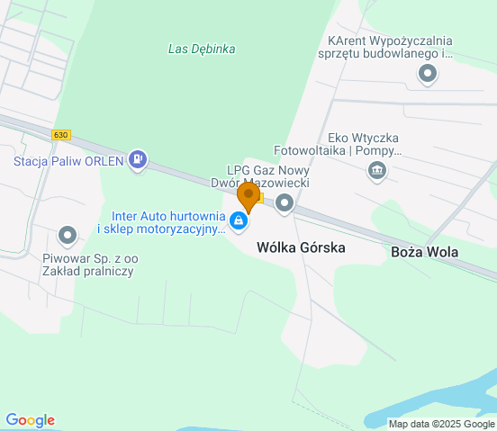Mapa dojazdu do hurtowni motoryzacyjnej w miejscowości Boża Wola
