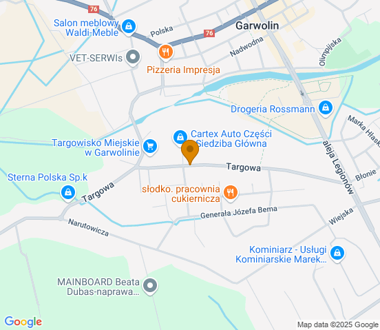 Mapa dojazdu do hurtowni motoryzacyjnej w miejscowości Garwolin
