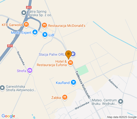Mapa dojazdu do hurtowni motoryzacyjnej w miejscowości Garwolin