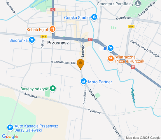 Mapa dojazdu do hurtowni motoryzacyjnej w miejscowości Przasnysz
