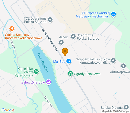 Mapa dojazdu do hurtowni motoryzacyjnej w miejscowości Żyrardów