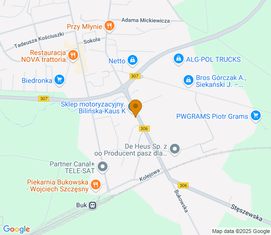 Mapa dojazdu do hurtowni motoryzacyjnej w miejscowości Buk
