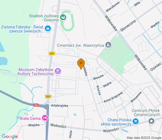 Mapa dojazdu do hurtowni motoryzacyjnej w miejscowości Gniezno