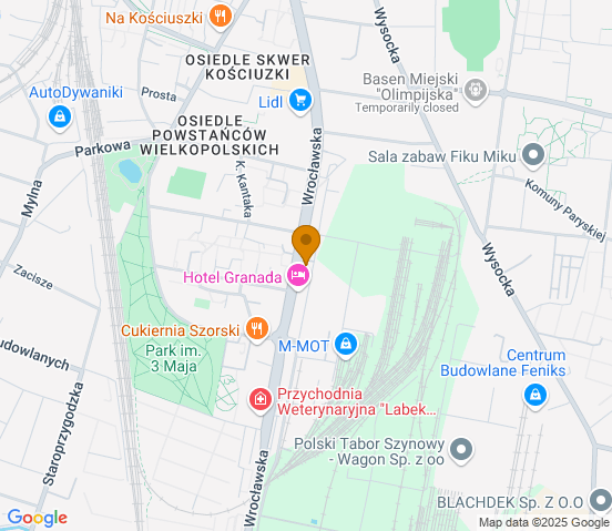 Mapa dojazdu do hurtowni motoryzacyjnej w miejscowości Ostrów Wielkopolski