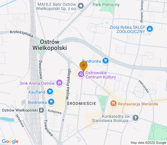 Mapa dojazdu do hurtowni motoryzacyjnej w miejscowości Ostrów Wielkopolski
