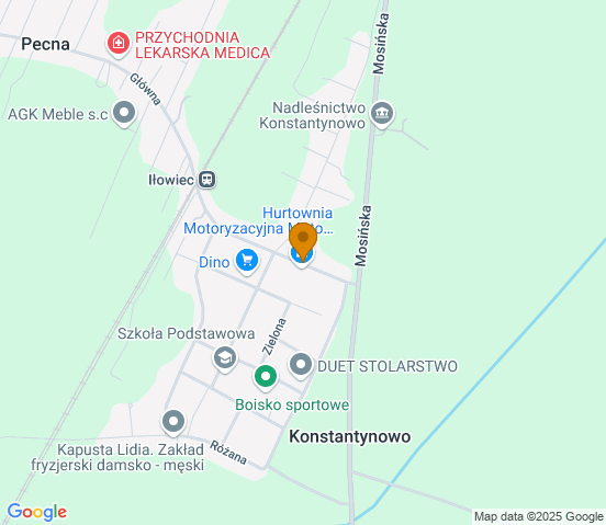 Mapa dojazdu do hurtowni motoryzacyjnej w miejscowości Pecna