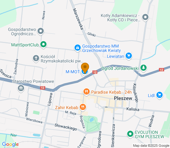 Mapa dojazdu do hurtowni motoryzacyjnej w miejscowości Pleszew