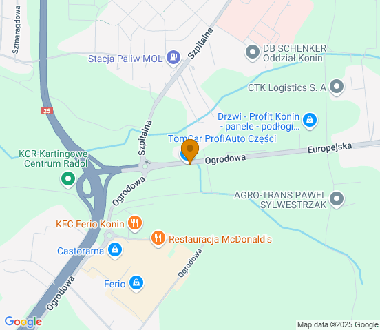 Mapa dojazdu do hurtowni motoryzacyjnej w Starym Mieście