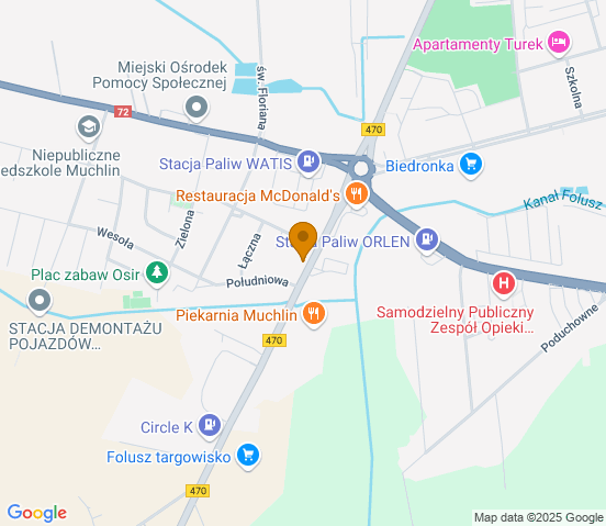 Mapa dojazdu do hurtowni motoryzacyjnej w miejscowości Turek
