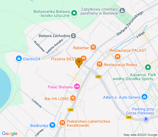 Mapa dojazdu do warsztatu samochodowego w miejscowości Bielawa