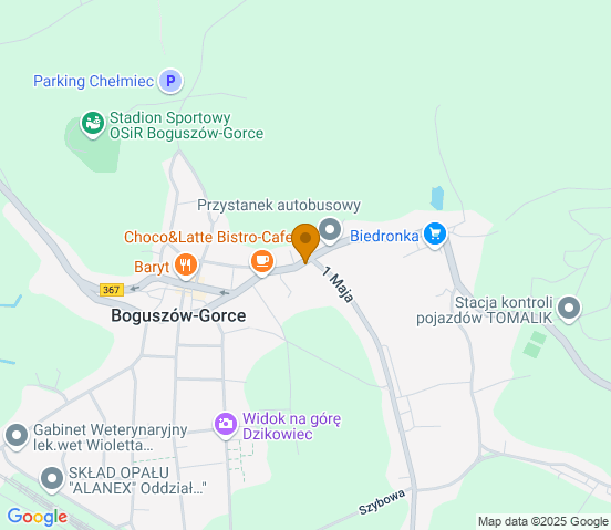 Mapa dojazdu do warsztatu samochodowego w miejscowości Boguszów Gorce