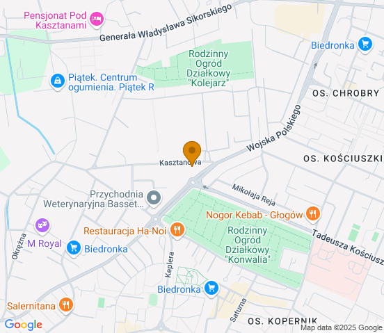Mapa dojazdu do warsztatu samochodowego w miejscowości Głogów