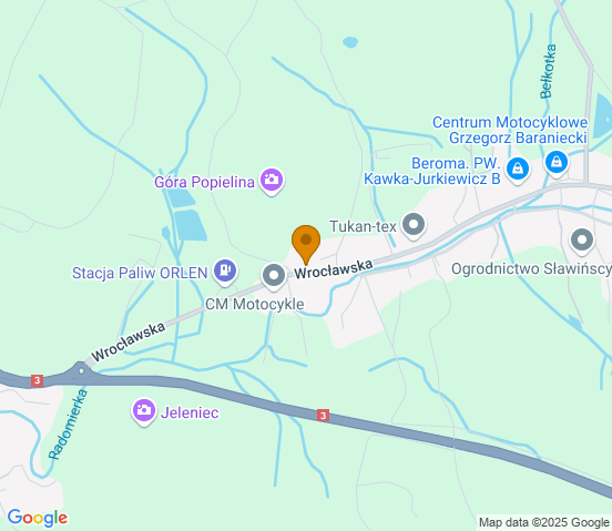 Mapa dojazdu do warsztatu samochodowego w miejscowości Jelenia Góra