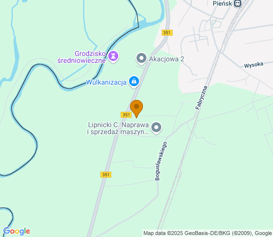 Mapa dojazdu do warsztatu samochodowego w miejscowości Lasów