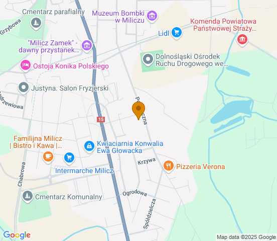 Mapa dojazdu do warsztatu samochodowego w miejscowości Milicz
