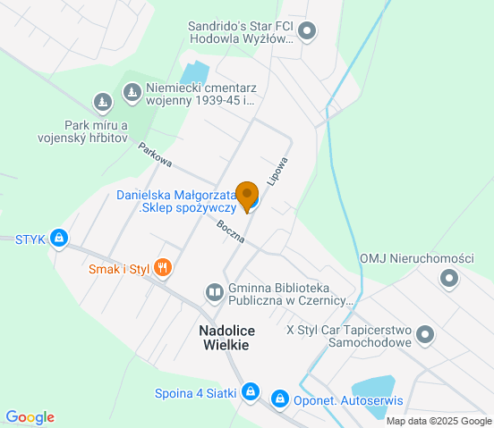 Mapa dojazdu do warsztatu samochodowego w miejscowości Nadolice Wielkie