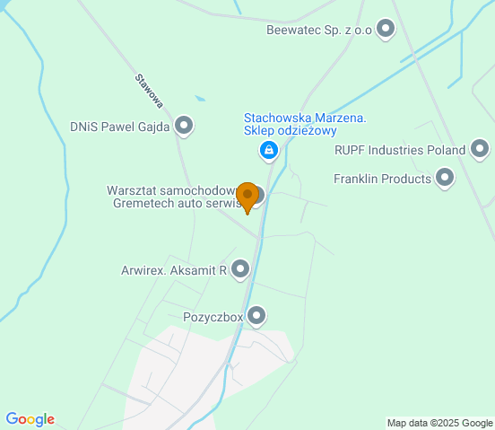 Mapa dojazdu do warsztatu samochodowego w miejscowości Pieszyce
