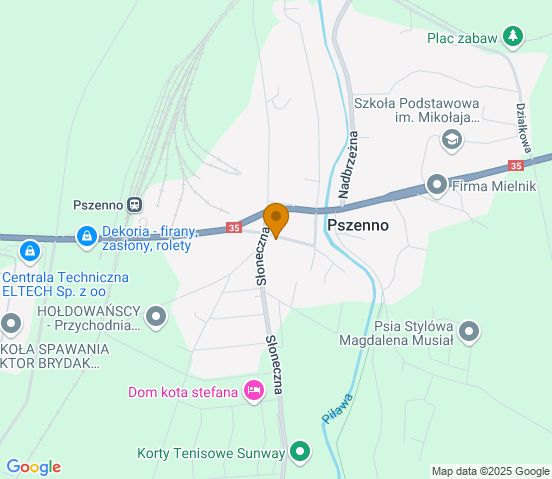 Mapa dojazdu do warsztatu samochodowego w miejscowości Pszenno