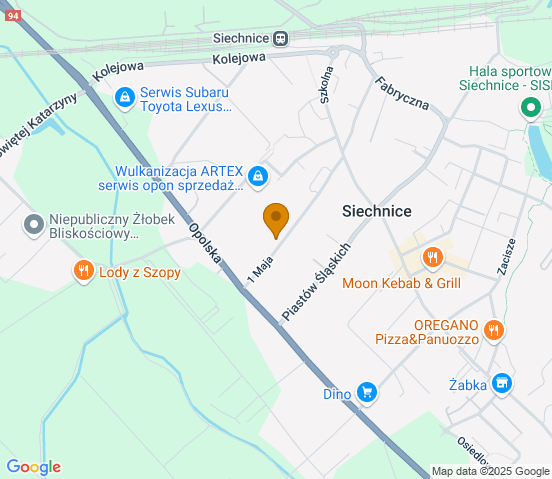 Mapa dojazdu do warsztatu samochodowego w miejscowości Siechnice