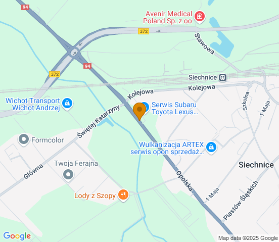 Mapa dojazdu do warsztatu samochodowego w miejscowości Siechnice