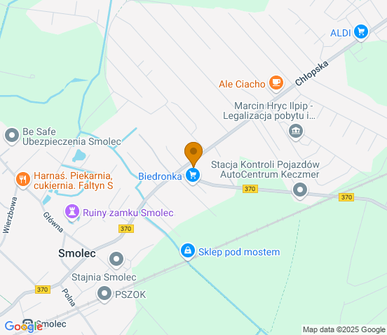 Mapa dojazdu do warsztatu samochodowego w miejscowości Smolec