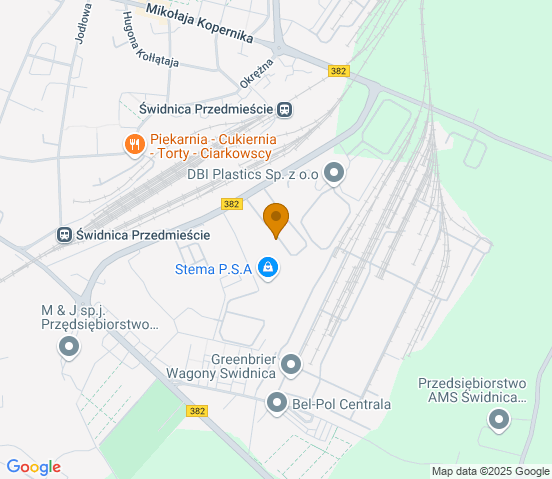 Mapa dojazdu do warsztatu samochodowego w miejscowości Świdnica