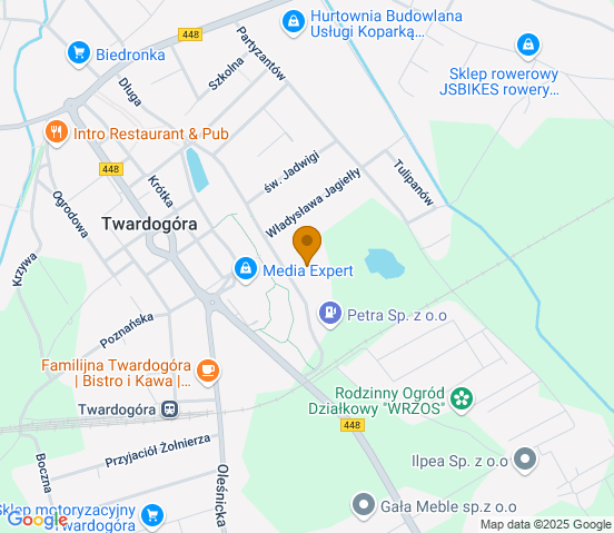 Mapa dojazdu do warsztatu samochodowego w miejscowości Twardogóra