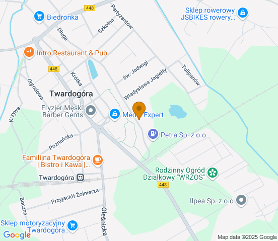 Mapa dojazdu do warsztatu samochodowego w miejscowości Twardogóra