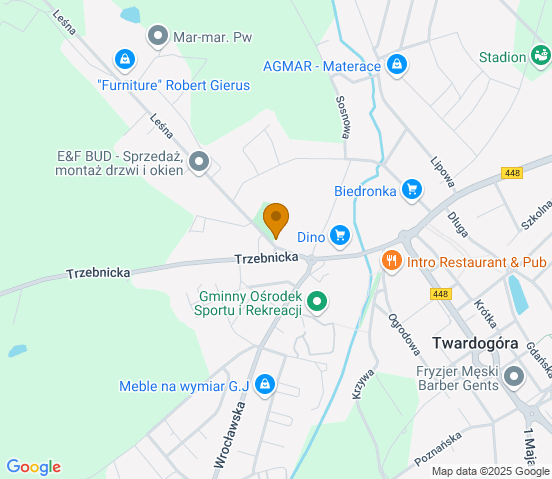 Mapa dojazdu do warsztatu samochodowego w miejscowości Twardogóra