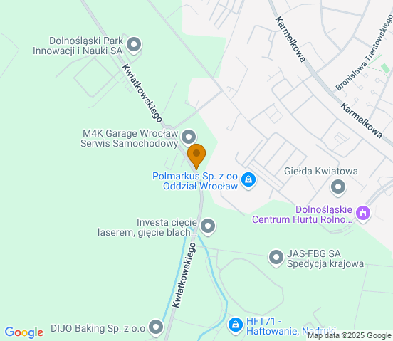 Mapa dojazdu do warsztatu samochodowego w miejscowości Wrocław