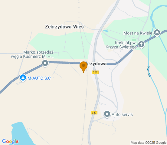 Mapa dojazdu do warsztatu samochodowego w miejscowości Zebrzydowa