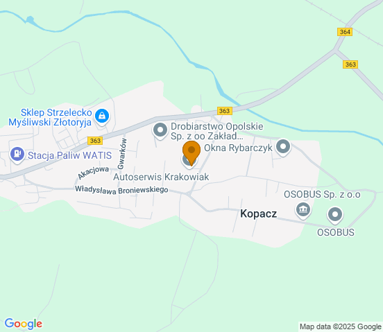 Mapa dojazdu do warsztatu samochodowego w miejscowości Złotoryja