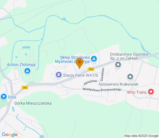 Mapa dojazdu do warsztatu samochodowego w miejscowości Złotoryja
