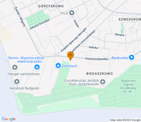 Mapa dojazdu do warsztatu samochodowego w miejscowości Bydgoszcz