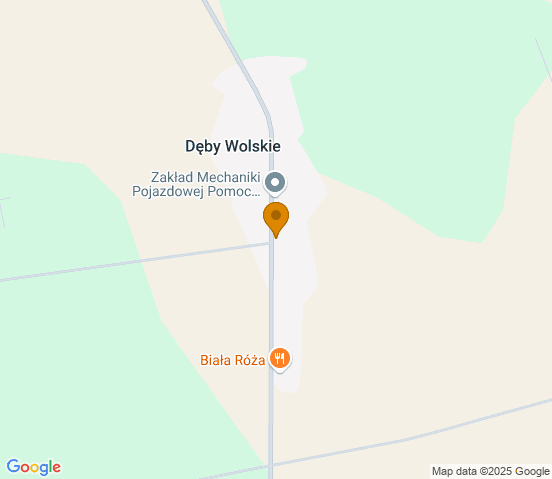 Mapa dojazdu do warsztatu samochodowego w miejscowości Dęby Wolskie