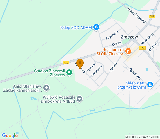 Mapa dojazdu do warsztatu samochodowego w miejscowości Złoczew