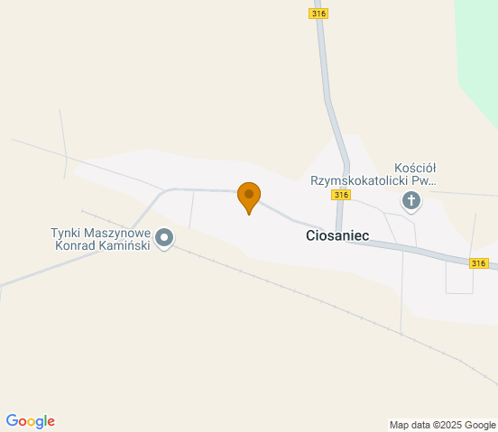 Mapa dojazdu do warsztatu samochodowego w miejscowości Ciosaniec
