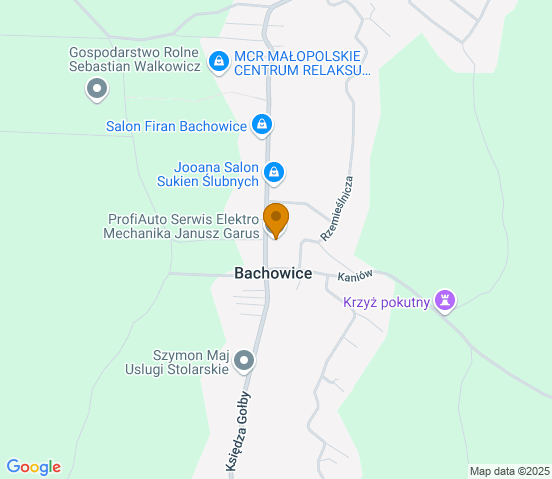 Mapa dojazdu do warsztatu samochodowego w miejscowości Bachowice