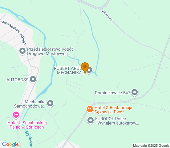 Mapa dojazdu do warsztatu samochodowego w miejscowości Gorlice