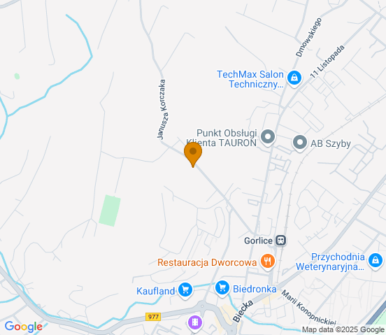 Mapa dojazdu do warsztatu samochodowego w miejscowości Gorlice