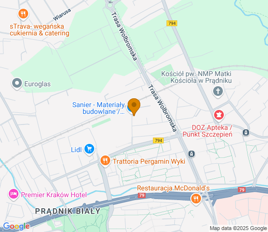Mapa dojazdu do warsztatu samochodowego w miejscowości Kraków