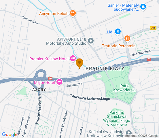 Mapa dojazdu do warsztatu samochodowego w miejscowości Kraków