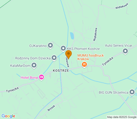 Mapa dojazdu do warsztatu samochodowego w miejscowości Kraków