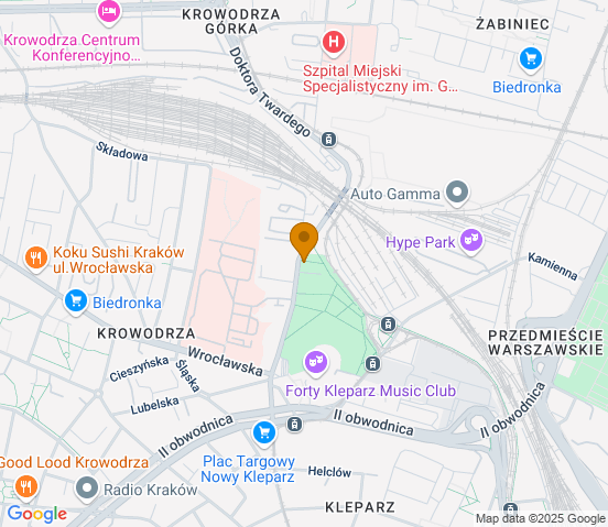 Mapa dojazdu do warsztatu samochodowego w miejscowości Kraków