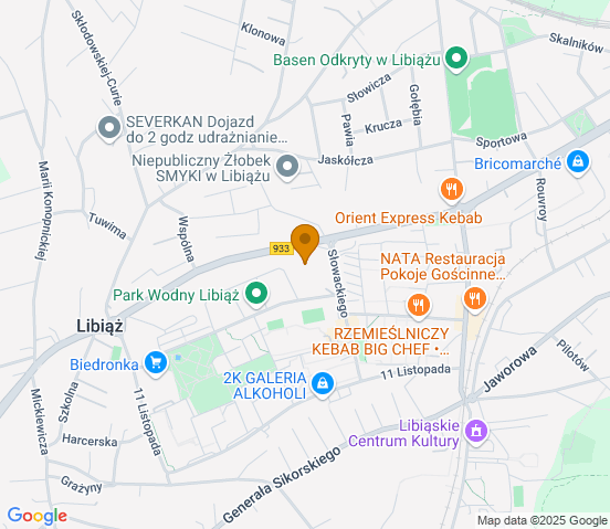 Mapa dojazdu do warsztatu samochodowego w miejscowości Libiąż