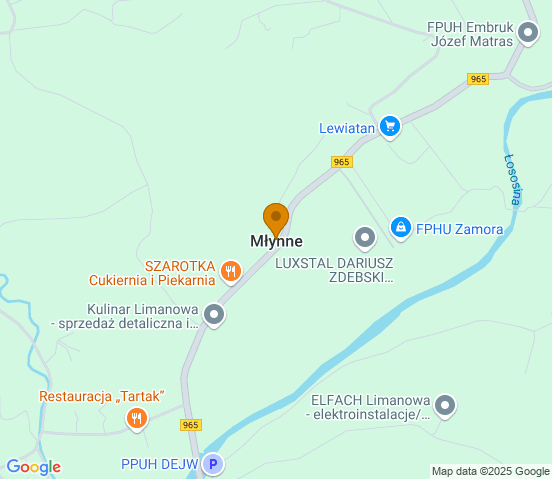 Mapa dojazdu do warsztatu samochodowego w miejscowości Limanowa