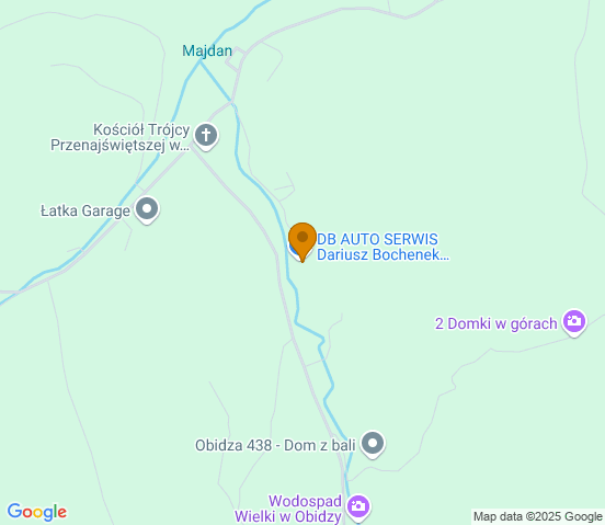 Mapa dojazdu do warsztatu samochodowego w miejscowości Obidza