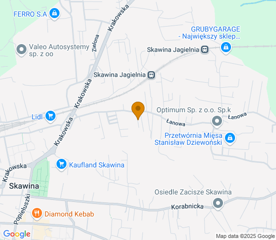 Mapa dojazdu do warsztatu samochodowego w miejscowości Skawina