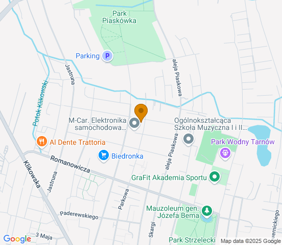 Mapa dojazdu do warsztatu samochodowego w miejscowości Tarnów